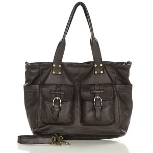11B. Praktische Handtasche Schultertasche für Damen im Schwarz & Braun aus echtem italienischen Leder